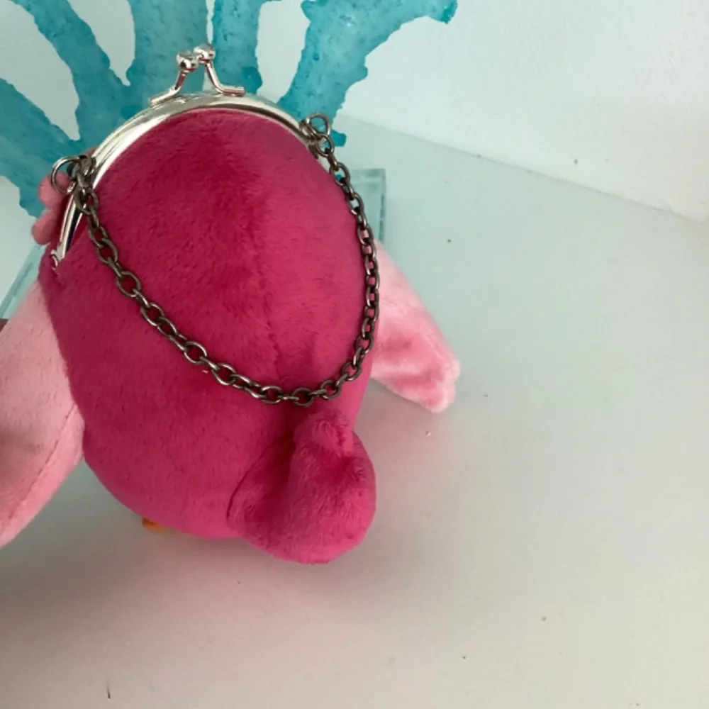 Vint. Gymboree Bird Flower Plush Handbag Animal Change Purse 6”Pink Chain strap